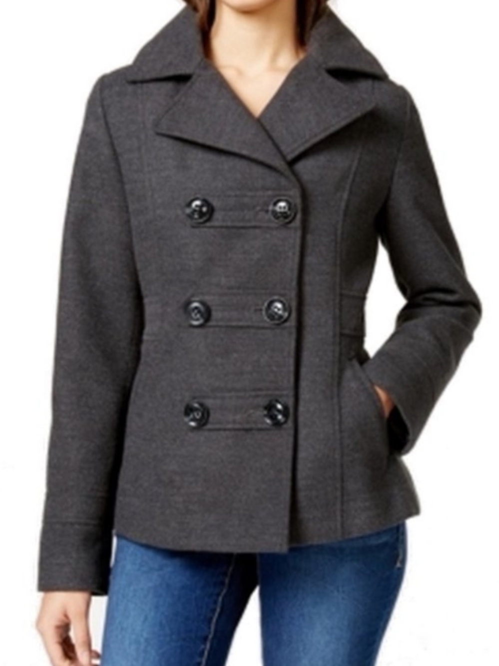 American Rag Women's
Pea Coat Jacket, Charcoal Gray,
Size M